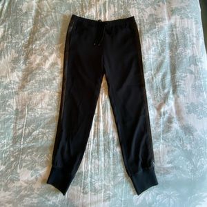 Vince Leather Stripe Joggers, Black